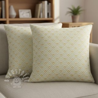 Dekostoff Linenlook Art deco cubes mint metallic premium