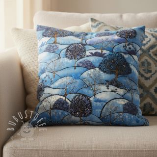 Dekostoff Forest hill winter digital print