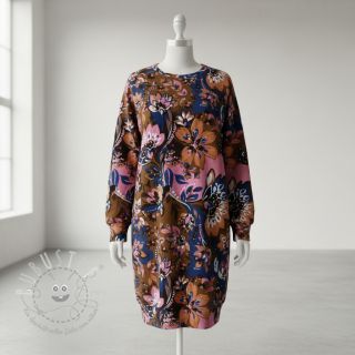 Sweatstoff Flowers Mici brown digital print