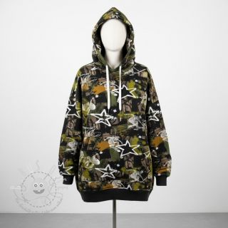 Sweatstoff Graffiti army green digital print