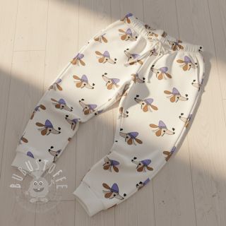 Sweatstoff Dogs and hearts off white