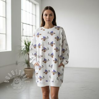 Sweatstoff Dogs and hearts off white