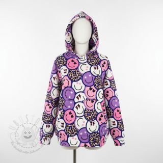 Sweatstoff Happy faces purple digital print