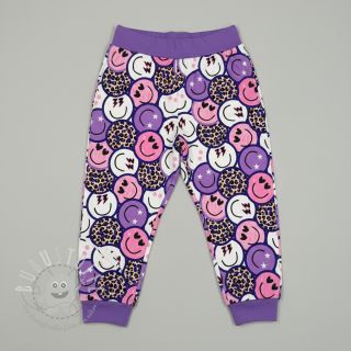 Sweatstoff Happy faces purple digital print