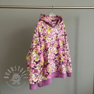 Sweatstoff Bright flowers design pink lime