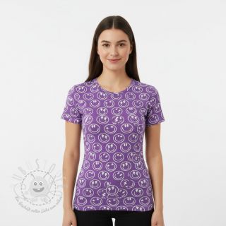 Jersey Happy faces lavender digital print
