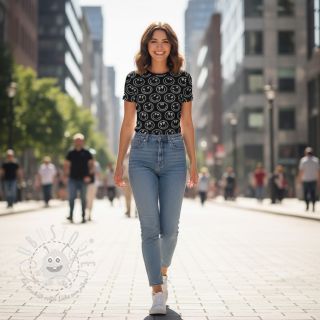 Jersey Happy faces black digital print