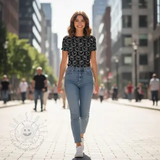 Jersey Happy faces black digital print