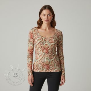 Jersey VISCOSE Unity orange digital print