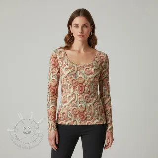 Jersey VISCOSE Unity orange digital print