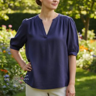 Viskosestoff leinen WASHED navy