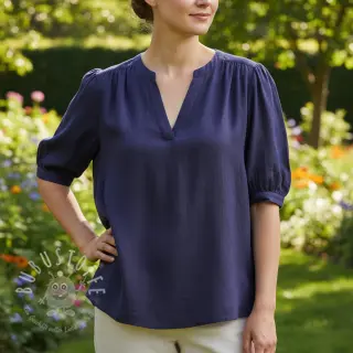 Viskosestoff leinen WASHED navy