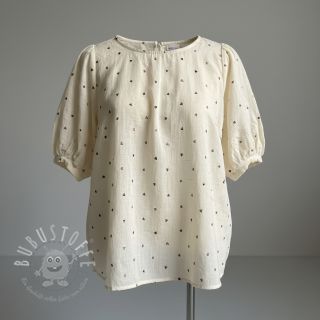 Viskosestoff leinen FOIL Hearts ecru