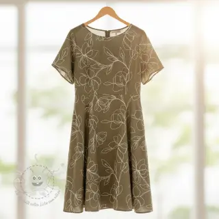 Viskosestoff leinen EMBROIDERY Flower Danielle pickle