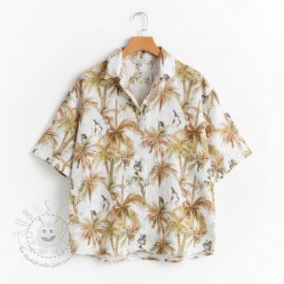 Viskosestoff leinen Crane bird design A digital print