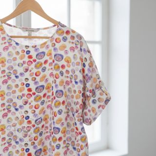 Viskosestoff leinen Natural Lin Livy blue digital print