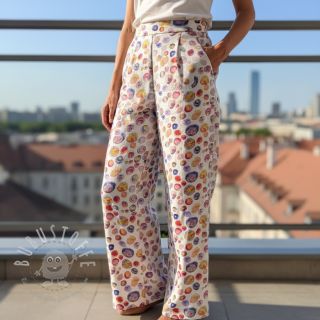 Viskosestoff leinen Natural Lin Livy blue digital print