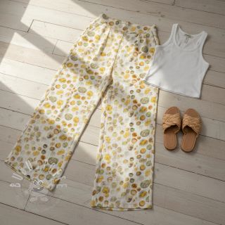 Viskosestoff leinen Natural Lin Livy yellow digital print