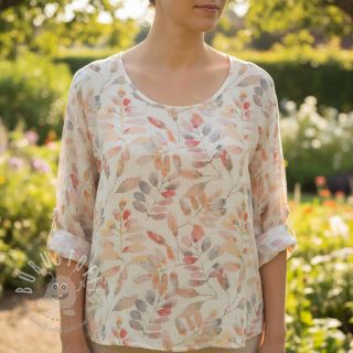 Viskosestoff leinen Natural Lin Lissy pink digital print