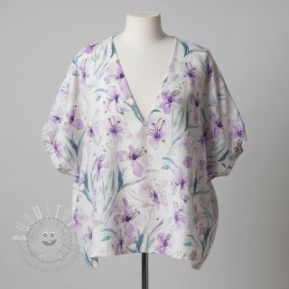 Viskosestoff leinen Natural Lin Laurel purple digital print