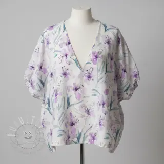 Viskosestoff leinen Natural Lin Laurel purple digital print