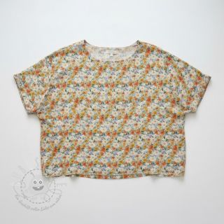 Viskosestoff leinen CREPE Flowers yellow digital print