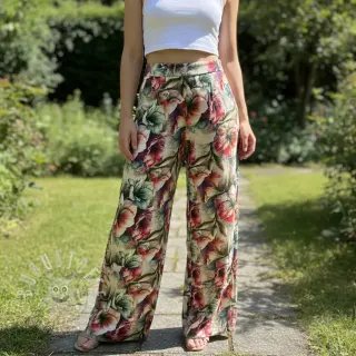 Viskosestoff leinen Azalea design A digital print