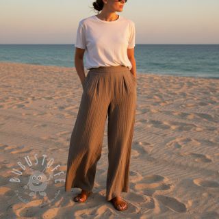 Viskosestoff leinen CRINCLE taupe