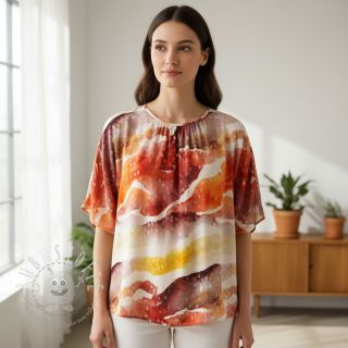 Viskosestoff SATIN Chloe red digital print