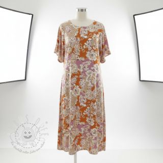 Viskosestoff SATIN Flowie Noe orange digital print