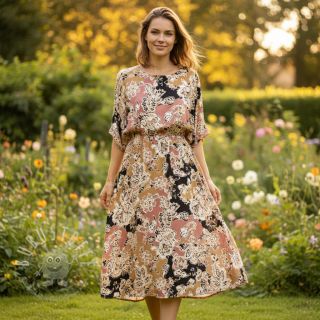 Viskosestoff SATIN Flowie Noe black digital print