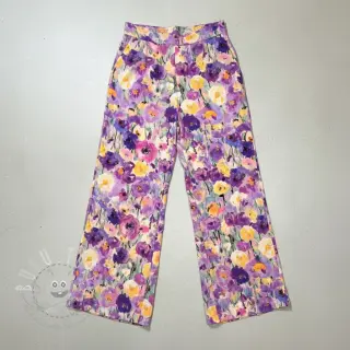 Viskosestoff SATIN Lavender flowers digital print