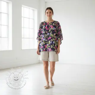 Viskosestoff RADIANCE Flower Uma navy digital print