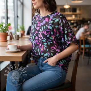 Viskosestoff RADIANCE Barbara black digital print