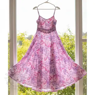 Viskosestoff RADIANCE Anabella leaves pink digital print