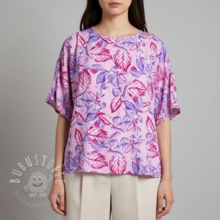 Viskosestoff RADIANCE Anabella leaves pink digital print