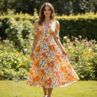 Viskosestoff RADIANCE Old flowers digital print