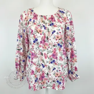 Viskosestoff LUREX Tossed flowers white digital print