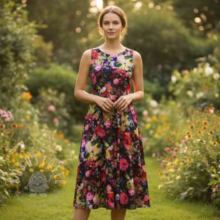 Viskosestoff LUREX Abstract navy digital print