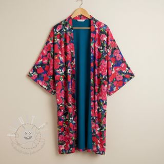 Viskosestoff LUREX Pink flowers digital print