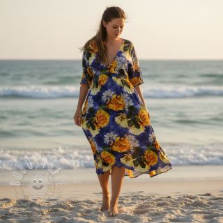 Viskosestoff Artistic flowers design B digital print