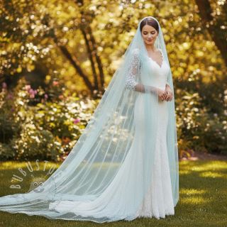 Feintüll ROYAL SPARKLE  light blue gold