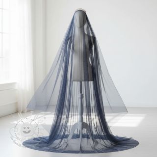 Feintüll ROYAL SPARKLE navy silver