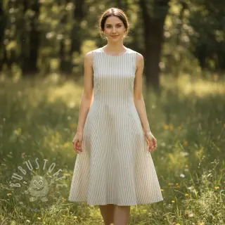 Leinen mit Baumwolle Lira big stripe beige