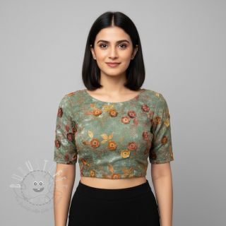 Baumwollstoff TIE DYE EMBROIDERY Poppy design O