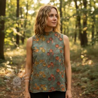 Baumwollstoff TIE DYE EMBROIDERY Poppy design O