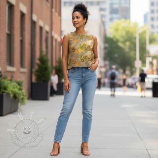 Baumwollstoff TIE DYE EMBROIDERY Poppy design P