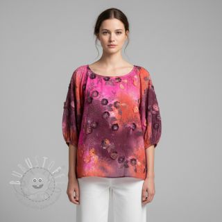 Baumwollstoff TIE DYE EMBROIDERY Poppy design Q