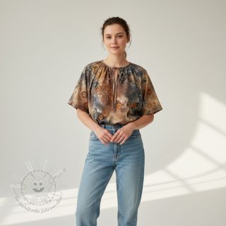 Baumwollstoff TIE DYE EMBROIDERY Poppy design M