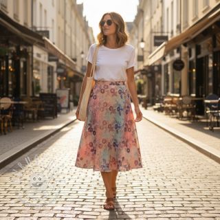 Baumwollstoff TIE DYE EMBROIDERY Poppy design R